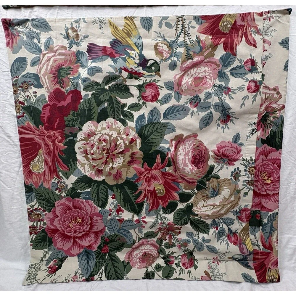 2 Pottery Barn Euro Shams Bird Floral Cottage Roses Jacobean Organic Cotton NWOT